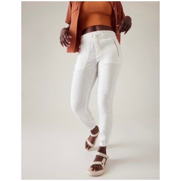 Athleta White Cabo Linen Jogger Size 2 - Picture 1 of 5
